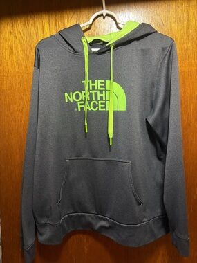 The North Face Men’s Charcoal Hoodie with Lime Logo